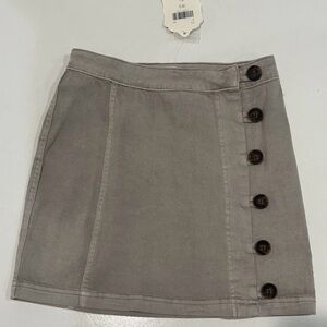 Altar'd State Mini Skirt Womens Size XSmall Tan Buttons Stretch Preppy NWT